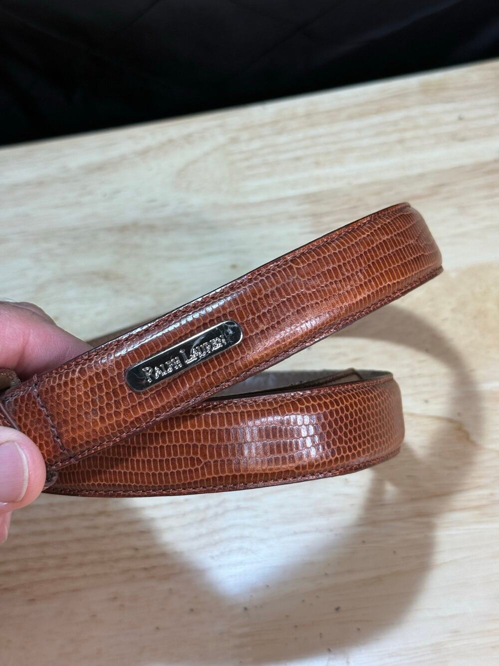 Ralph Lauren Genuine Women's Lizard Skin Belt Size S 1" Width Name Plates